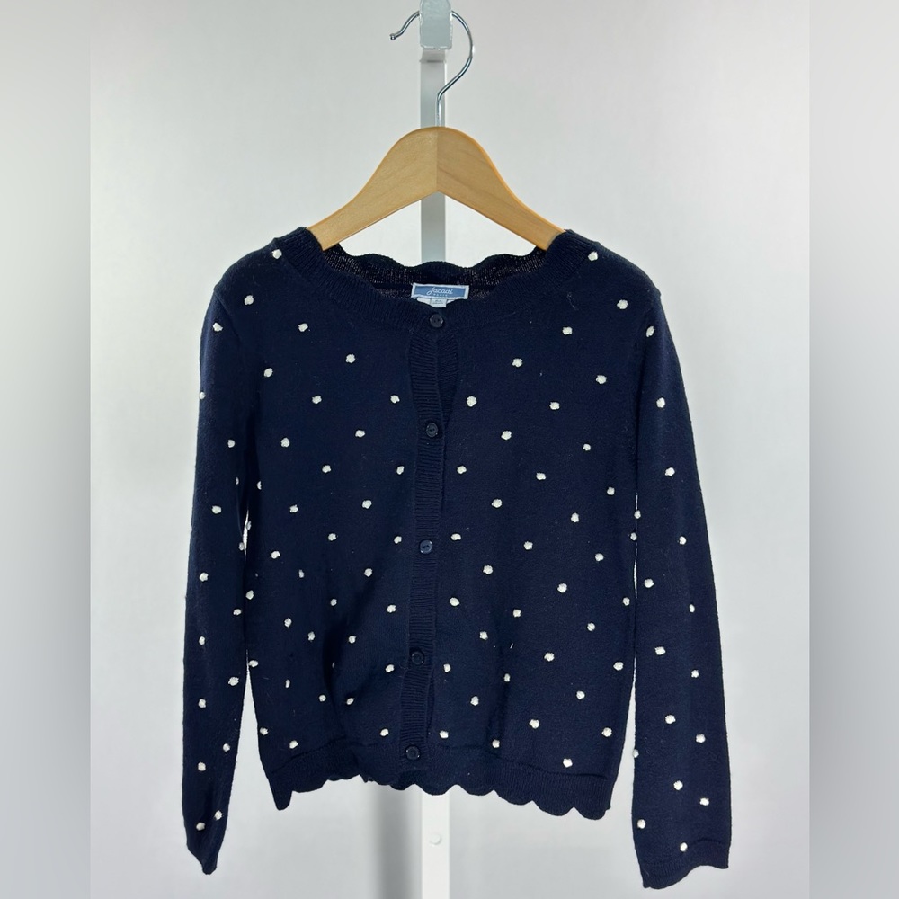 JACADI  Blue and White Polka Dot Cardigan Sweater